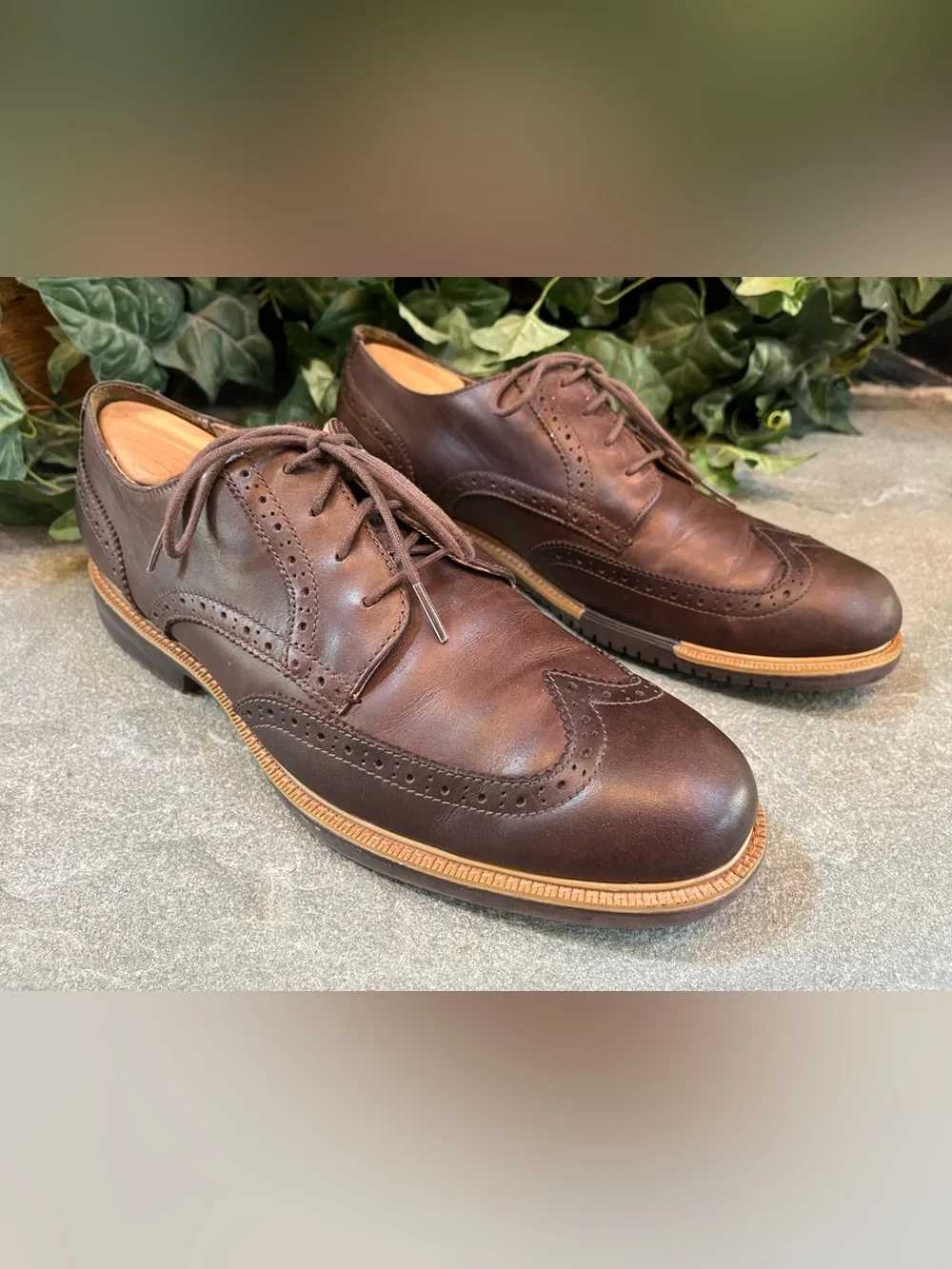 Cole Haan Grand OS Men's Brown Leather Wingtip Oxfords Brogues C21824 Size 10M